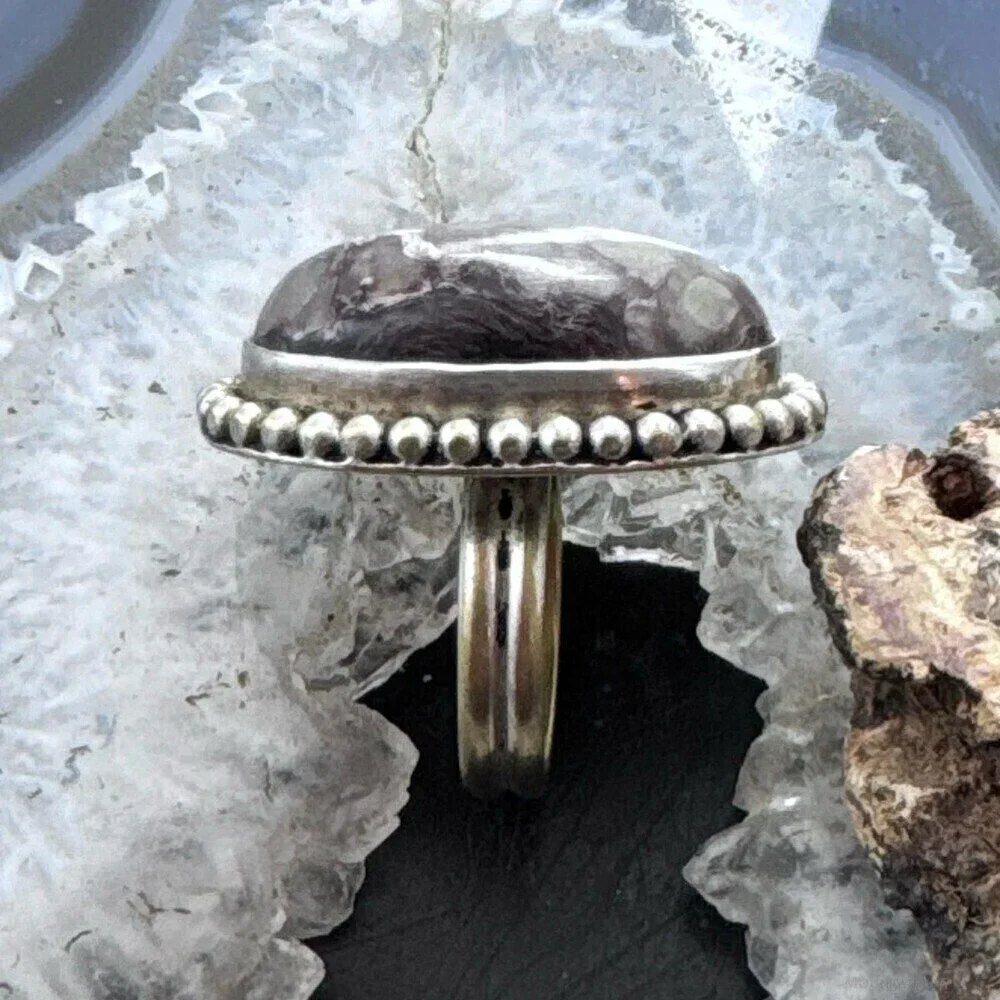 Sterling Silver Southwestern Style Large Oval Jasper Ring Size 7.75 For Women